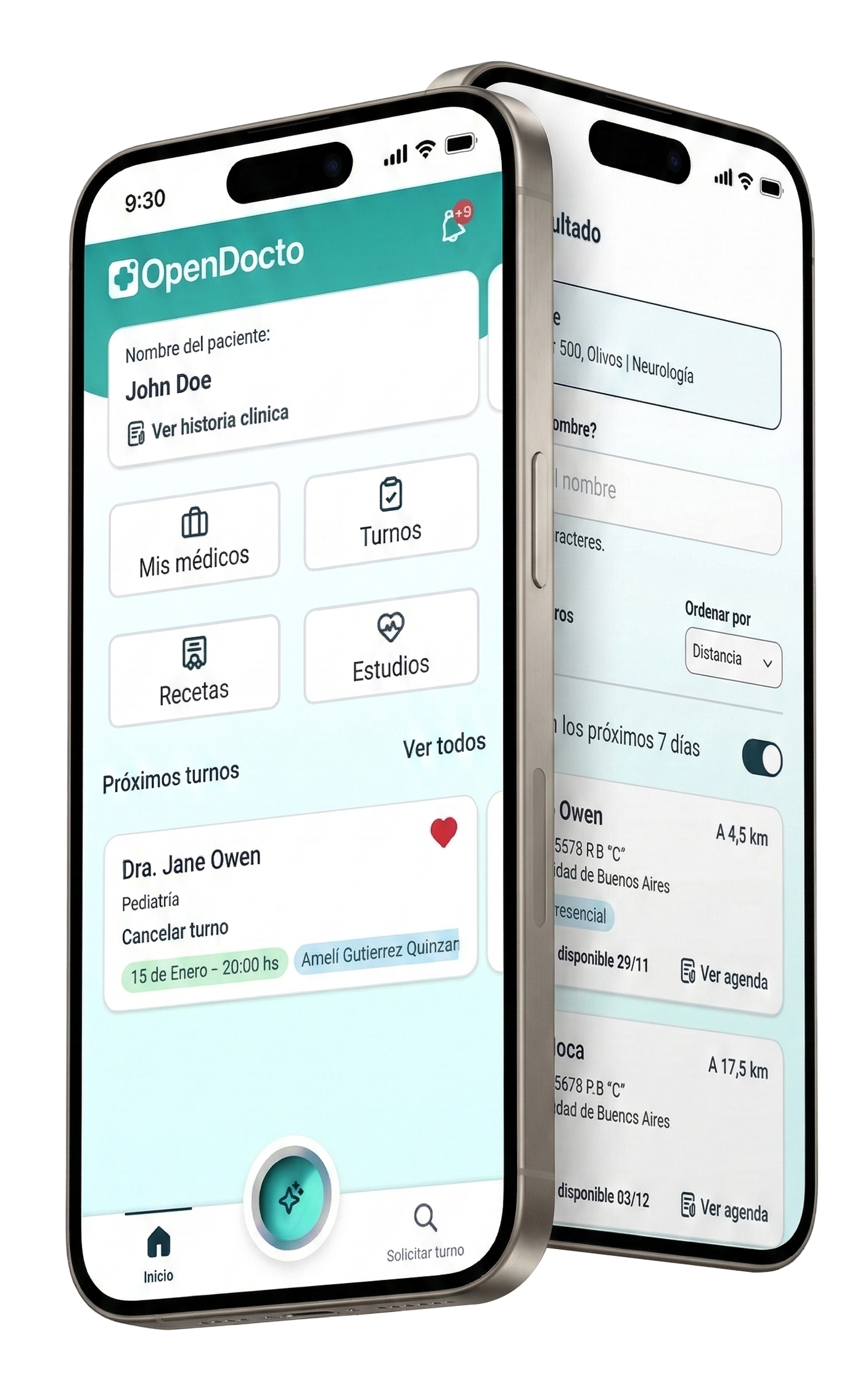 App Móvil OpenDocto en un teléfono